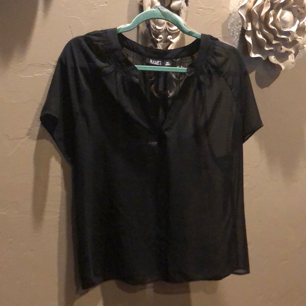 New! A.N.A black sheer blouse